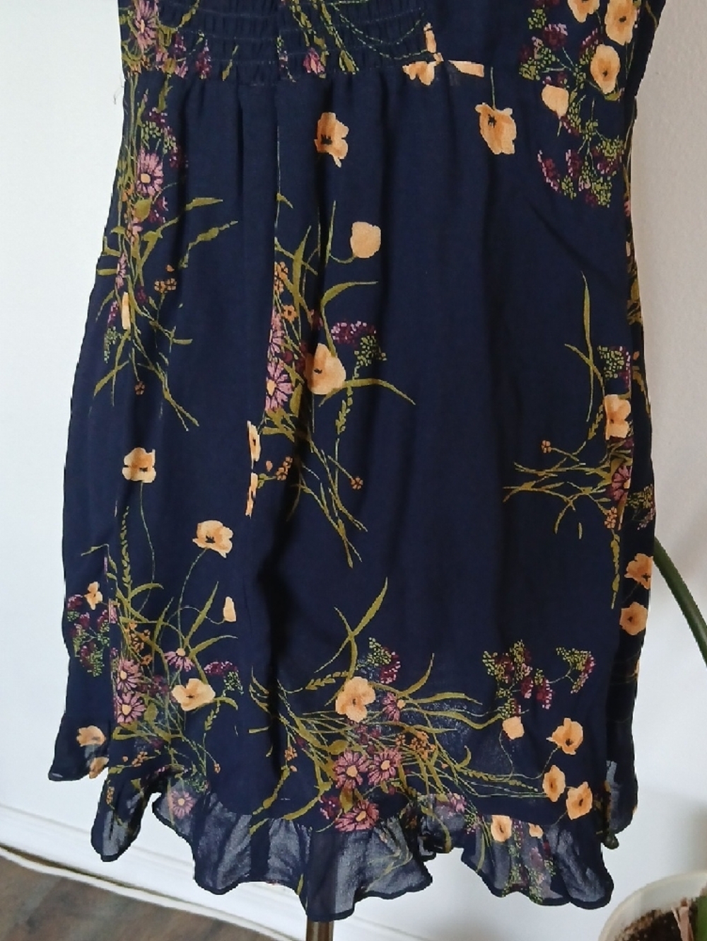 Reformation Christine Navy Floral Slip Dress with Tie Straps Sz10 - Picture 8 of 12
